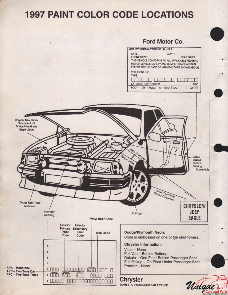 1997 Chrysler Paint Charts Martin-Senour 7